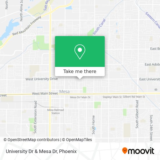 University Dr & Mesa Dr map