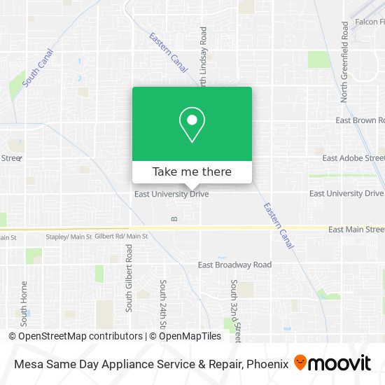 Mesa Same Day Appliance Service & Repair map