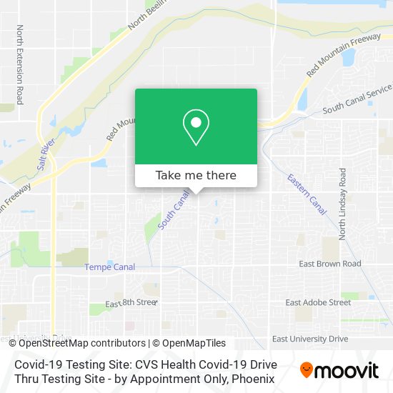 Mapa de Covid-19 Testing Site: CVS Health Covid-19 Drive Thru Testing Site - by Appointment Only