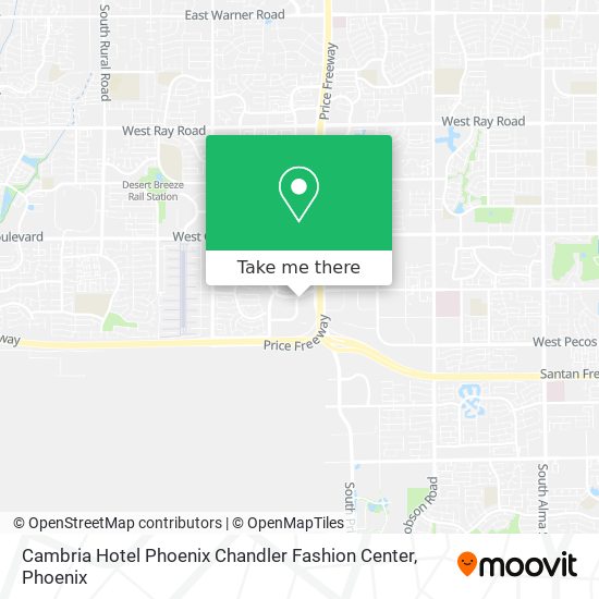 Cambria Hotel Phoenix Chandler Fashion Center map