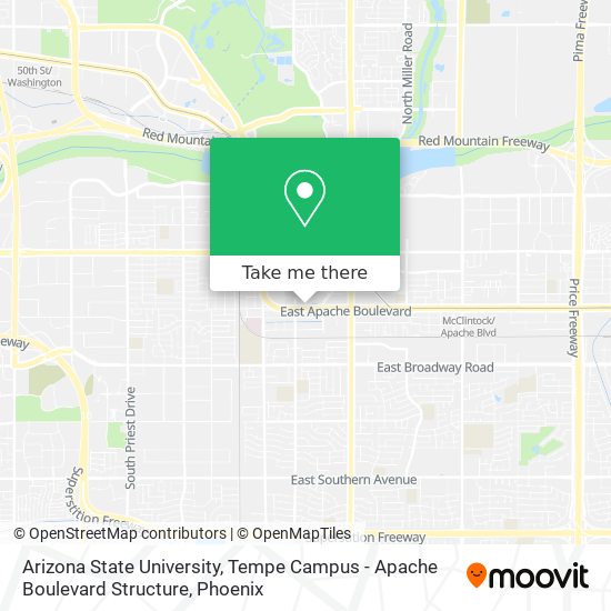 Mapa de Arizona State University, Tempe Campus - Apache Boulevard Structure
