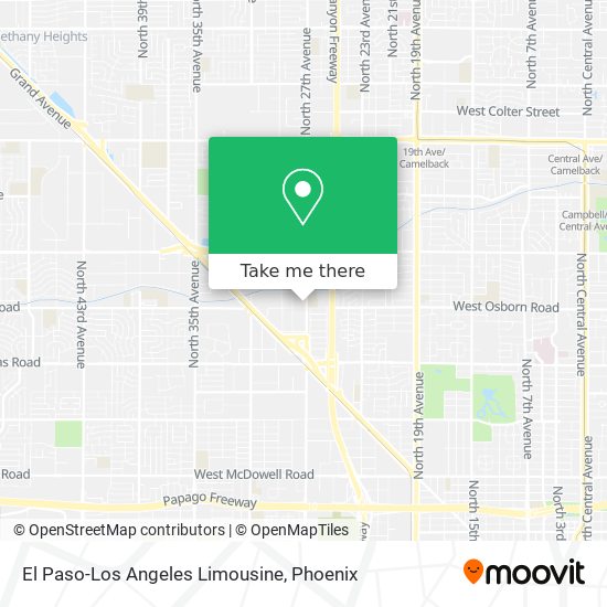 Mapa de El Paso-Los Angeles Limousine