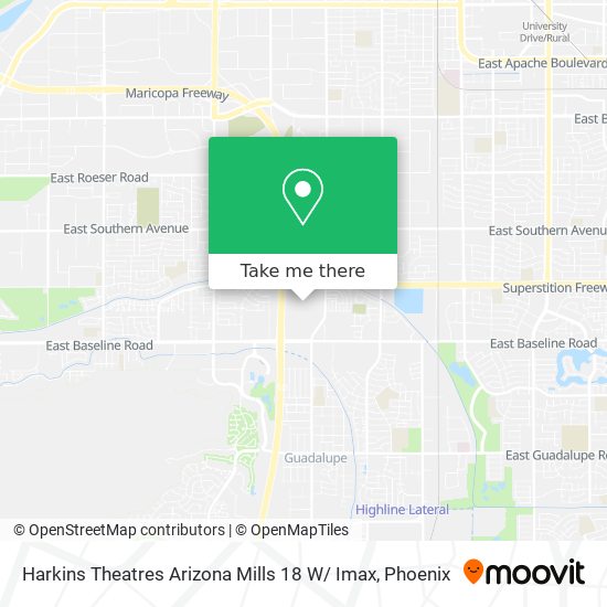 Harkins Theatres Arizona Mills 18 W/ Imax map