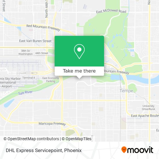 How to get to DHL Express Servicepoint in Tempe by Bus or Light Rail?