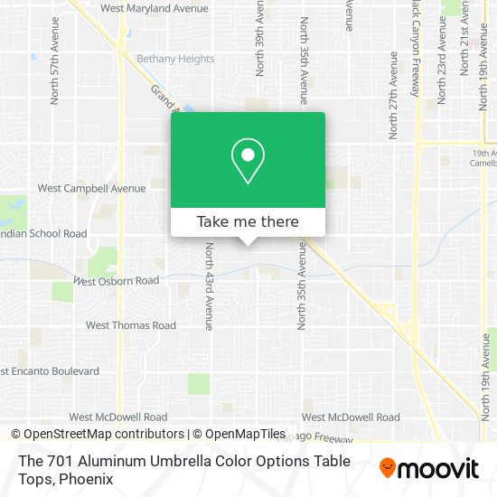 Mapa de The 701 Aluminum Umbrella Color Options Table Tops