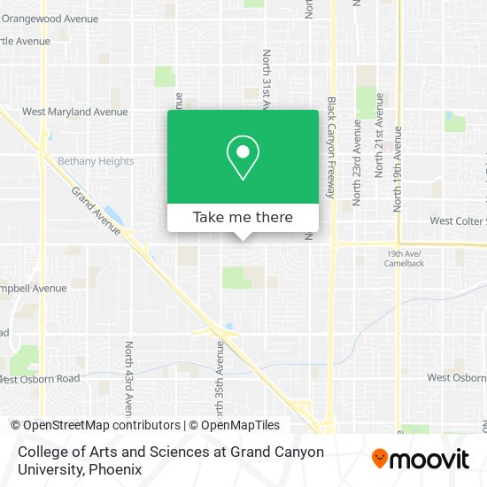 College of Arts and Sciences at Grand Canyon University map