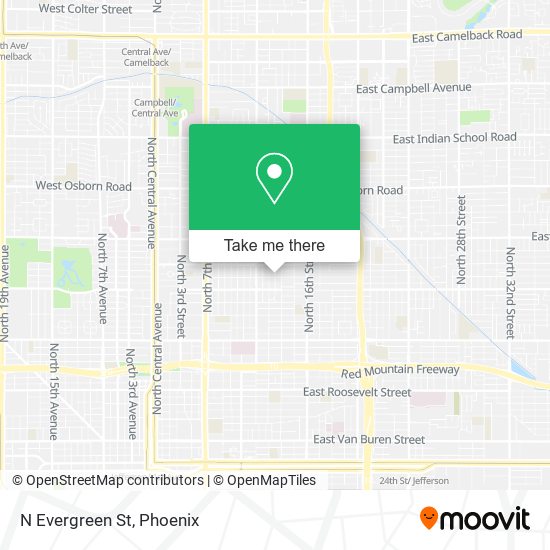 N Evergreen St map