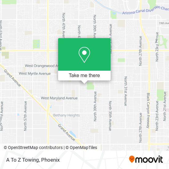 A To Z Towing map