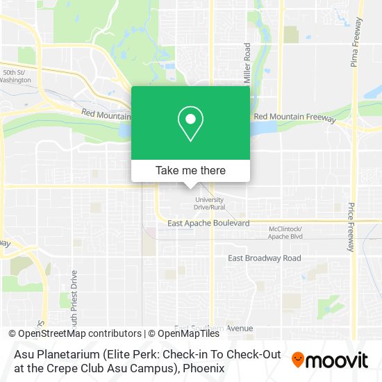 Mapa de Asu Planetarium (Elite Perk: Check-in To Check-Out at the Crepe Club Asu Campus)