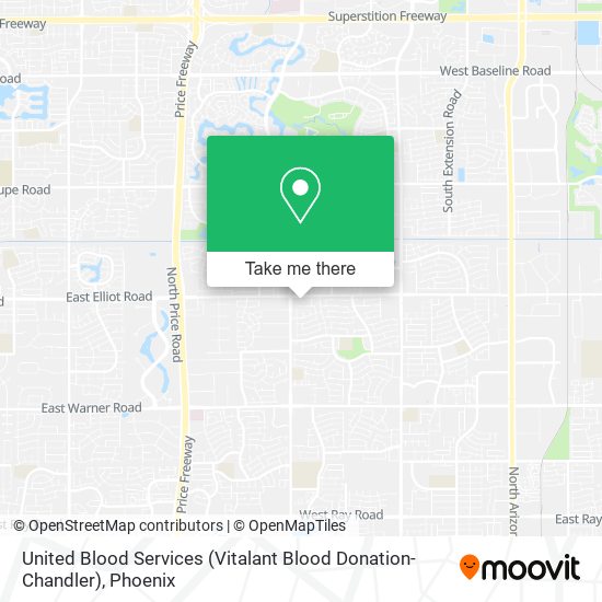 Mapa de United Blood Services (Vitalant Blood Donation- Chandler)