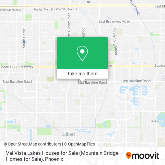 Val Vista Lakes Houses for Sale (Mountain Bridge Homes for Sale) map