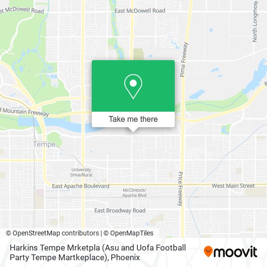 Mapa de Harkins Tempe Mrketpla (Asu and Uofa Football Party Tempe Martkeplace)