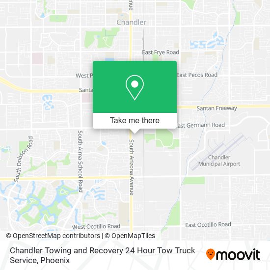 Chandler Towing and Recovery 24 Hour Tow Truck Service map