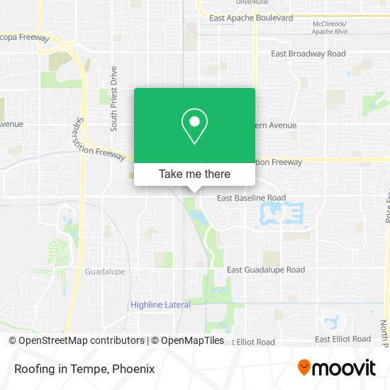 Roofing in Tempe map