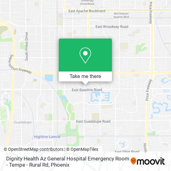 Mapa de Dignity Health Az General Hospital Emergency Room - Tempe - Rural Rd