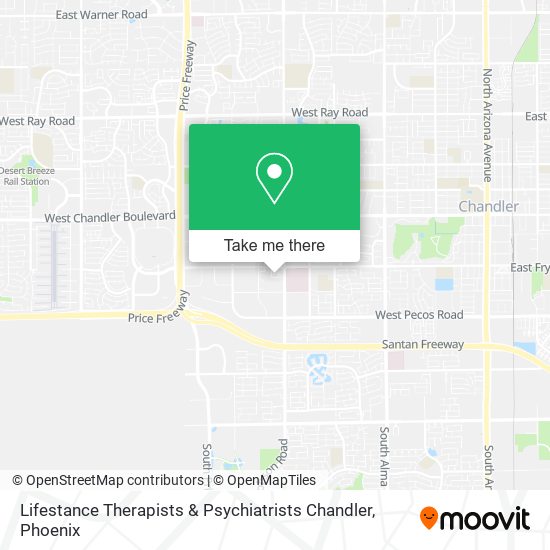 Mapa de Lifestance Therapists & Psychiatrists Chandler