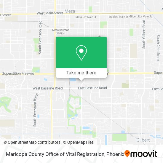 Maricopa County Office of Vital Registration map