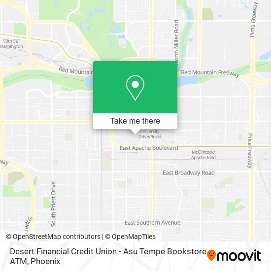 Mapa de Desert Financial Credit Union - Asu Tempe Bookstore ATM