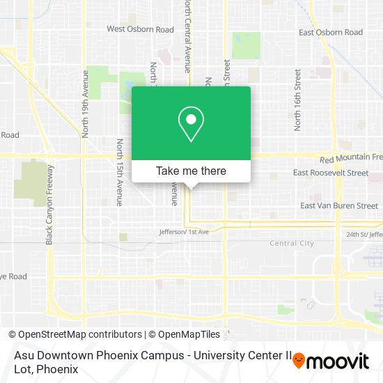 Mapa de Asu Downtown Phoenix Campus - University Center II Lot