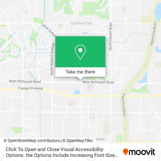 Click To Open and Close Visual Accessibility Options. the Options Include Increasing Font-Size and map