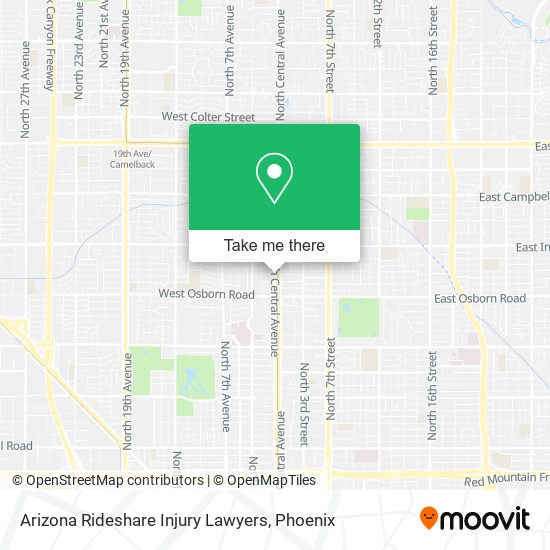 Mapa de Arizona Rideshare Injury Lawyers