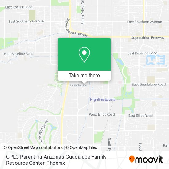 Mapa de CPLC Parenting Arizona's Guadalupe Family Resource Center