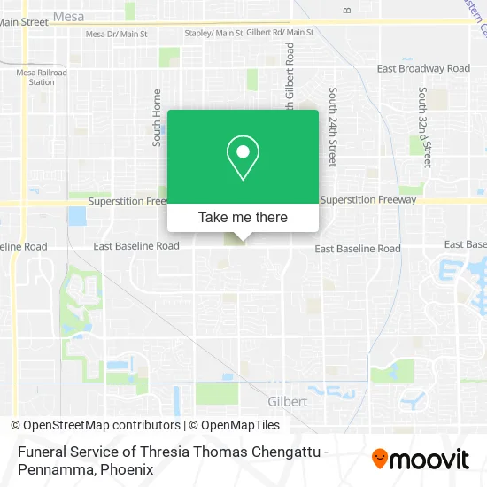 Funeral Service of Thresia Thomas Chengattu - Pennamma map