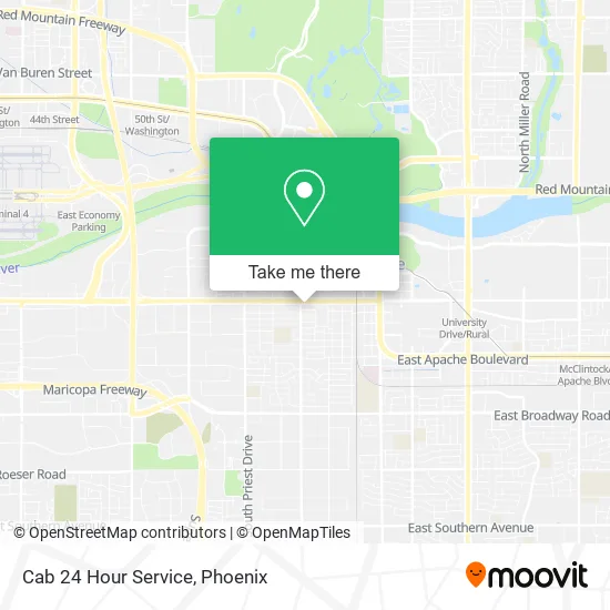 Cab 24 Hour Service map