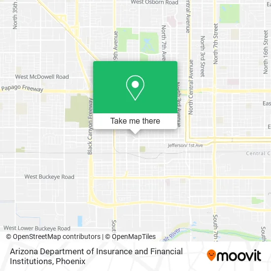 Arizona Department of Insurance and Financial Institutions map