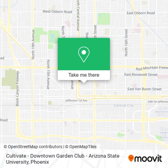 Mapa de Cultivate - Downtown Garden Club - Arizona State University