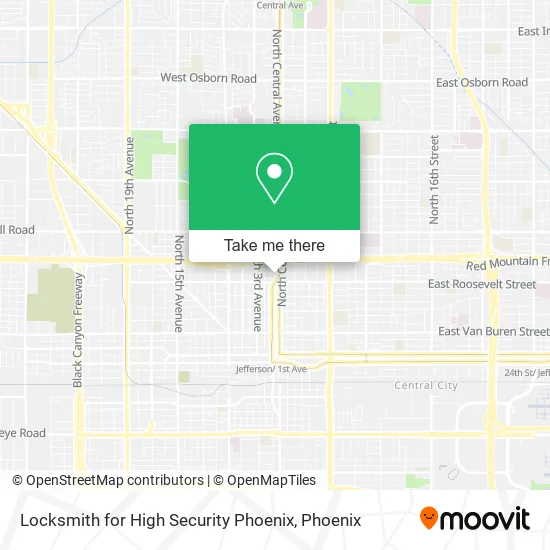 Locksmith for High Security Phoenix map