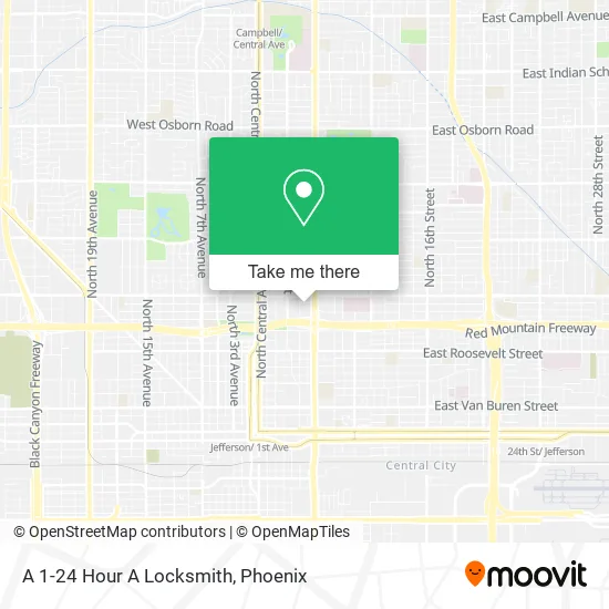 A 1-24 Hour A Locksmith map