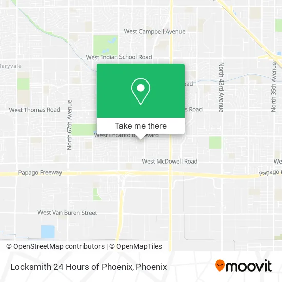 Locksmith 24 Hours of Phoenix map