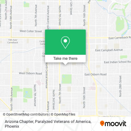 Mapa de Arizona Chapter, Paralyzed Veterans of America