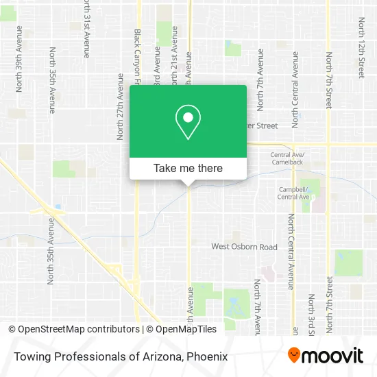 Towing Professionals of Arizona map