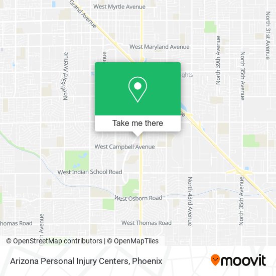 Arizona Personal Injury Centers map