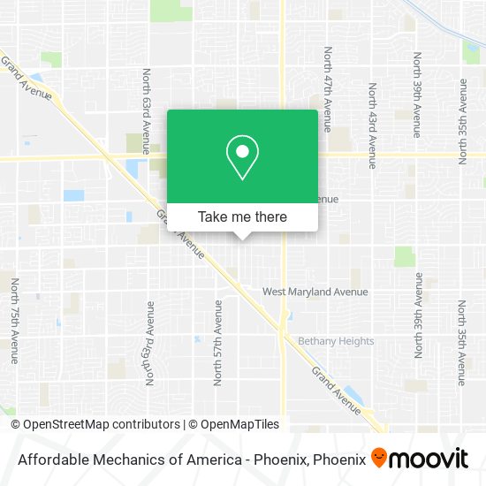 Affordable Mechanics of America - Phoenix map