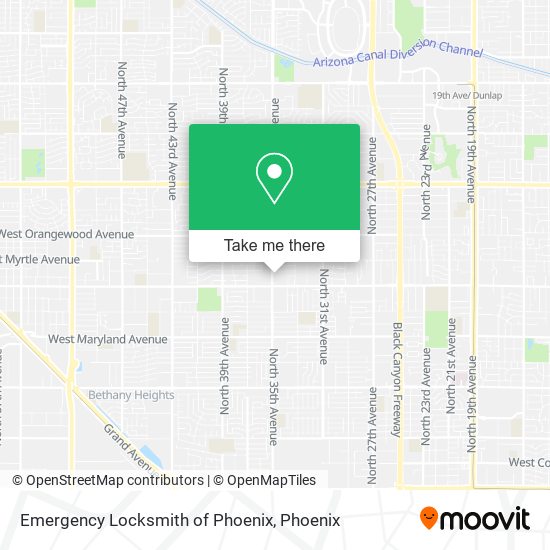 Emergency Locksmith of Phoenix map