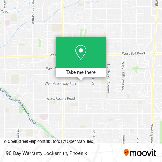 Mapa de 90 Day Warranty Locksmith