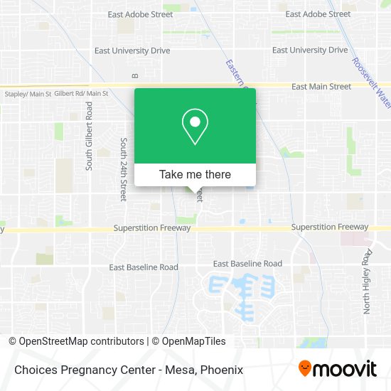 Mapa de Choices Pregnancy Center - Mesa