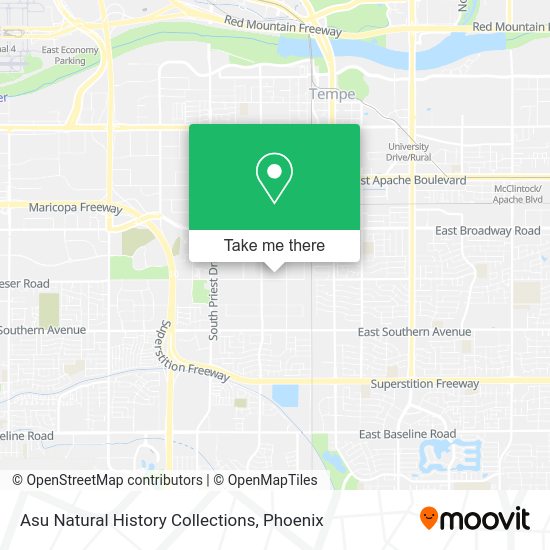 Mapa de Asu Natural History Collections