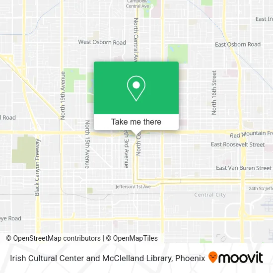 Irish Cultural Center and McClelland Library map
