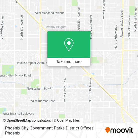 Phoenix City Government Parks District Offices map