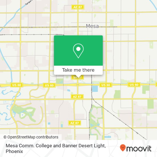 Mapa de Mesa Comm. College and Banner Desert Light