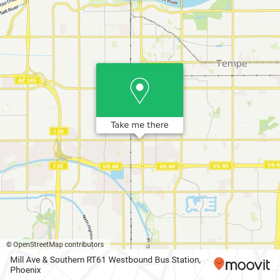 Mill Ave & Southern RT61 Westbound Bus Station map