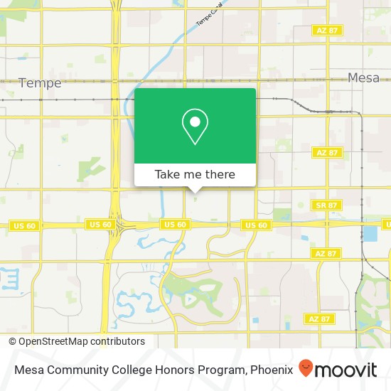 Mapa de Mesa Community College Honors Program