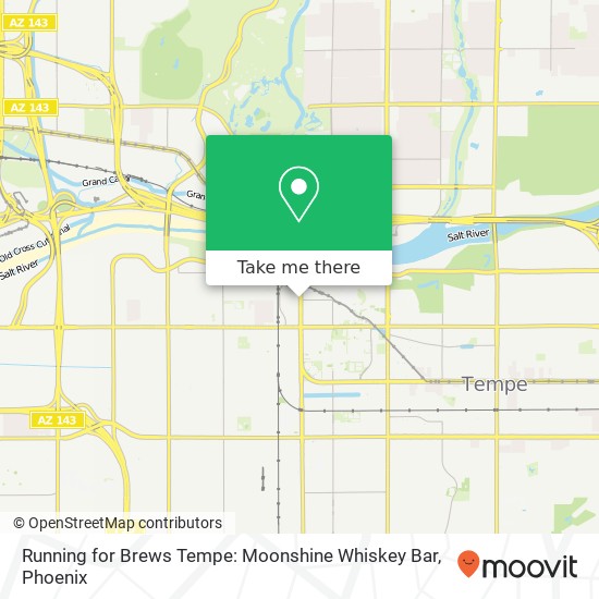 Mapa de Running for Brews Tempe: Moonshine Whiskey Bar