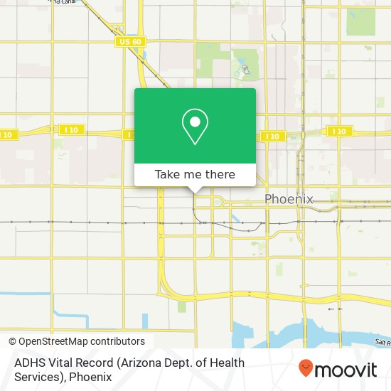 Mapa de ADHS Vital Record (Arizona Dept. of Health Services)