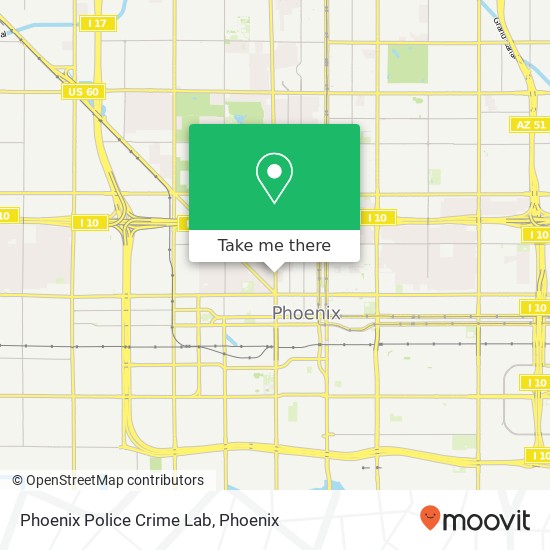 Mapa de Phoenix Police Crime Lab