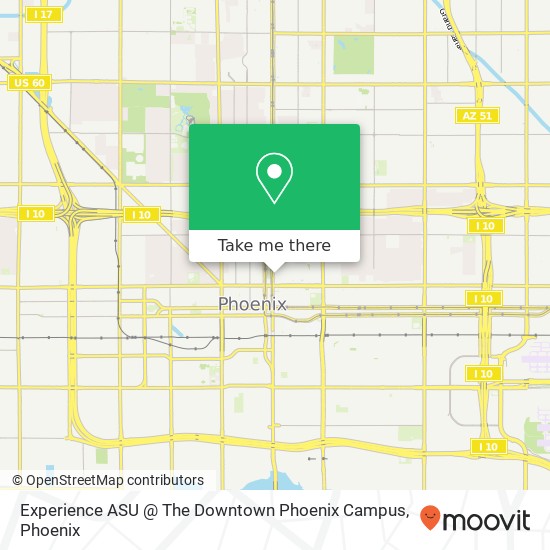 Mapa de Experience ASU @ The Downtown Phoenix Campus